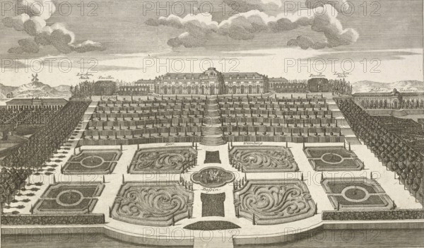Royal Palace and Garden of Sanssoucy, Sanssouci in Potsdam, around 1850, Germany, authentic,