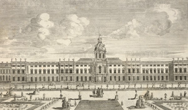 Charlottenburg Palace, garden side, around 1850, Berlin, Germany, authentic, digitally restored