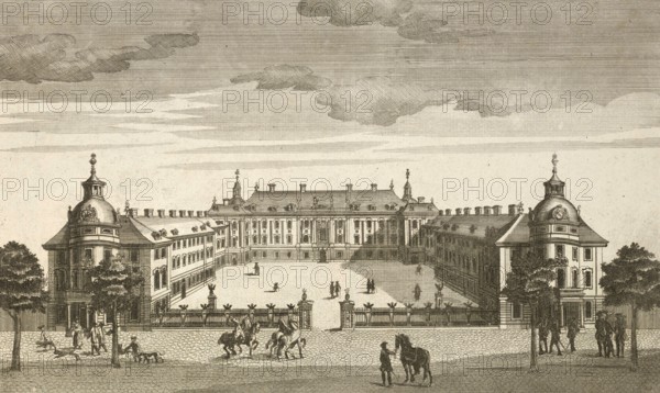 Margrave's Castle in Schwedt, front, around 1850, Germany, authentic, digitally restored