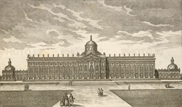 New Royal Palace near Potsdam, garden façade, around 1850, Germany, authentic, digitally restored