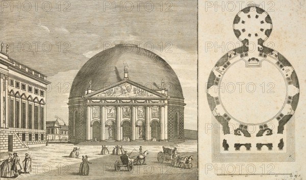 The new Catholic St. Hedwig Church in Berlin, around 1850, Germany, authentic, digitally restored