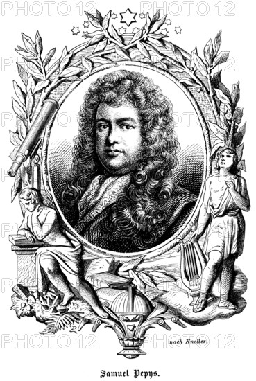 Samuel Pepys (1633-1703) famous travel book and diary author of his time, Secretary of State in the