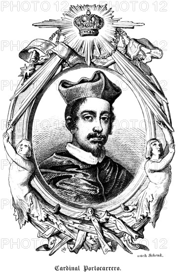 Cardinal Portocarrero (1636-1705) Archbishop of Toledo, Primate of Spain, portrait of famous