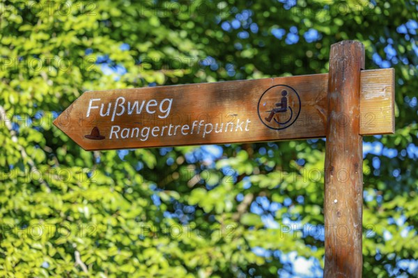 Schleiden, North Rhine-Westphalia, Germany — Eifel National Park. Signpost, footpath to the ranger