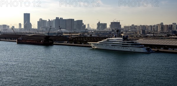 Cruise ships at the cruise terminal in Abu Dhabi, UAE, United Arab Emirates
