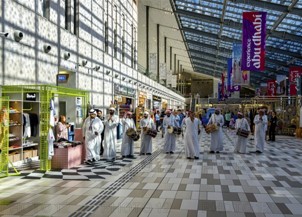 Typical national reception with orientalist music in the cruise terminal of Abu Dhabi, UAE, United