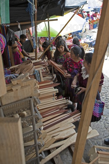 Mayan woman wearing traditional clothes at the market in Chichicastenango, Highlands, El Quiché