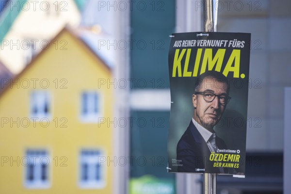 2026 state election in Baden-Württemberg. Election advertising in the city center of Stuttgart.