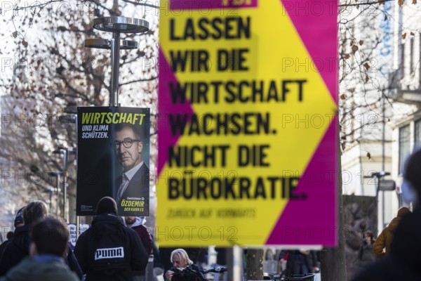 2026 state election in Baden-Württemberg. Election advertising in the city center of Stuttgart. FDP