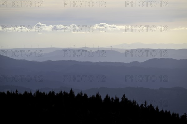 View of the Black Forest from the viewpoint at Schliffkopf, near Baiersbronn, Freudenstadt