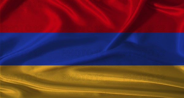 National flag of Armenia with cloth texture. Armenia flag with realistic texture background