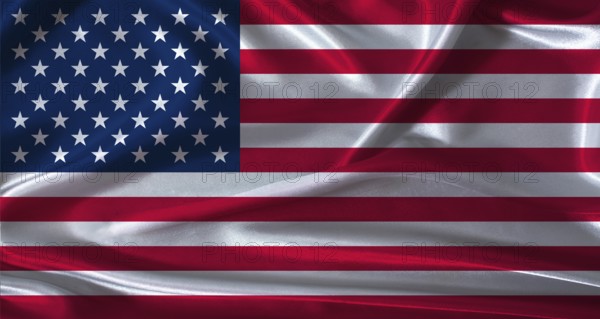 National flag of the United States with cloth texture. United States flag with realistic texture