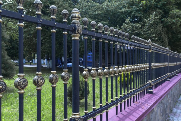 Forged fence around the grounds of the National Yuri Fedkovych University, founded in 1875,