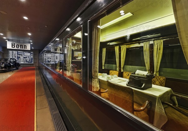 View of Deutsche Reichsbahn salonwagen 10205 with Adenauer's Mercedes 300 in the background, House