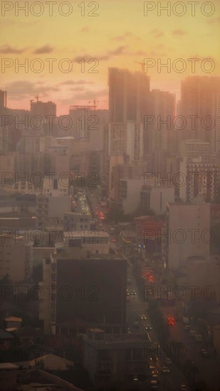City view at sunset with silhouettes and warm colors, Batumi, Georgia