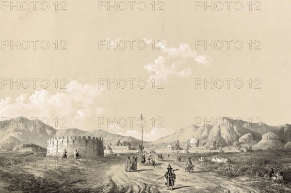 The Mamasani Tower near Shiraz in Iran, authentic, digitally restored reproduction from a 19th