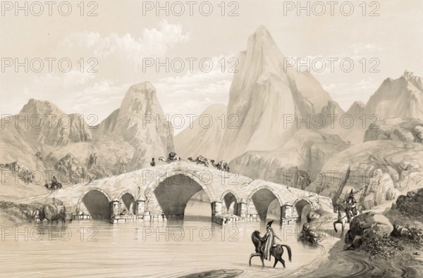 Pont du Kizil-Hauzen, also Kizil-Hauzen Bridge or Kiz Bridge, historic bridge over the river Qizil