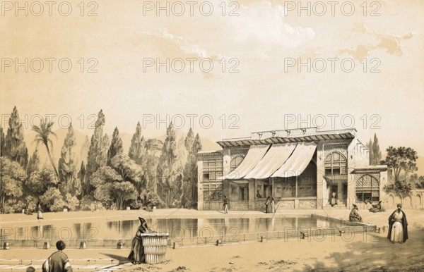 The Palace of Bagh-No, Nou Bagh in Shiras, Shiraz, Iran, authentic, digitally restored reproduction