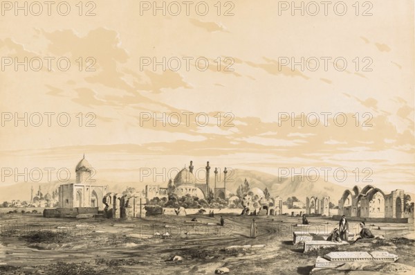 The historical cemetery in Isfahan, Persia, Iran, Takht-e-Foulad, authentic, digitally restored