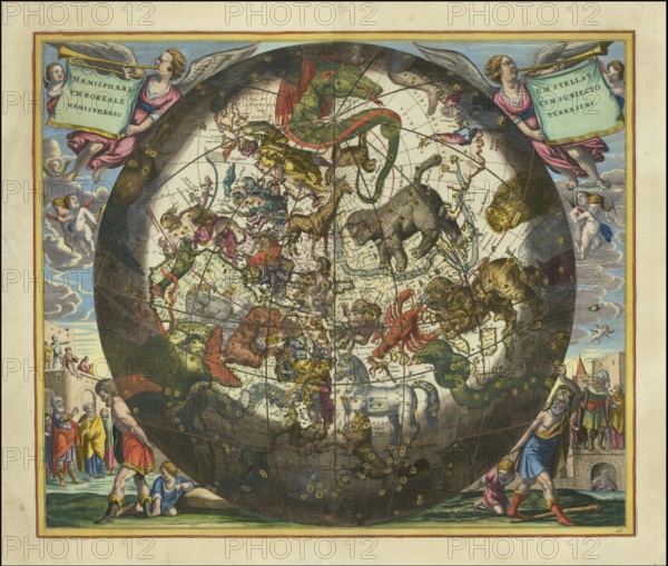 Haemisphaerium Stellatum Boreale cum Subiecto Hæmisphaerio Terrestri, Northern Star Hemisphere with