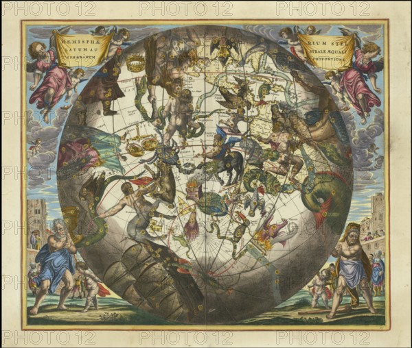 Ancient star map, specifically a depiction of the southern hemisphere, Haemisphaerium Stellatum