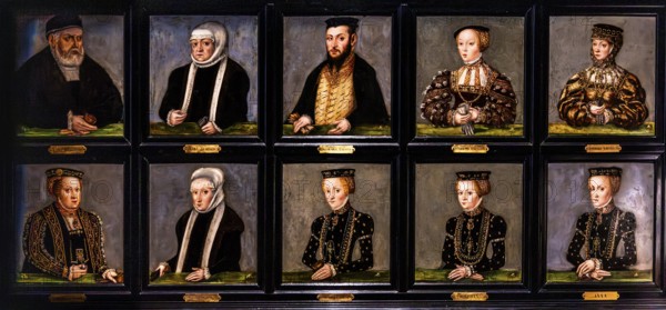 Portrait miniatures of the Jagiellon family, 1555, Sigismund I, Bona Sforza, Sigismund II August,
