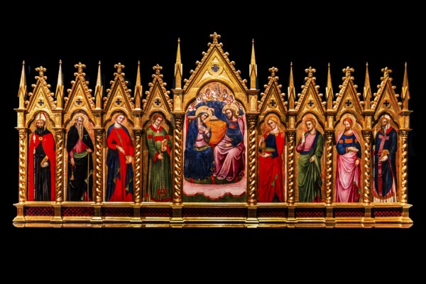 Central part of the polyptych — Coronation of Mary with Saints Anthony, Augustine, Blaise, Philip,