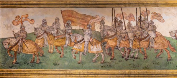 Ceiling fresco with knights, Wawel Royal Castle, former residence and seat of government of the