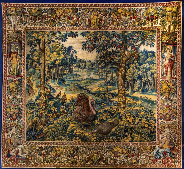 Turkey in the Forest Tapestry, van Herzeele, Brussels, around 1580, Wawel Royal Castle, former
