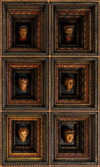 Wawel heads, coffered ceiling in the Hall of Ambassadors, Renaissance sculptures around 1540 by