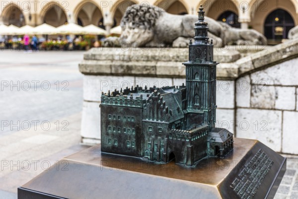 Model, town hall tower on Rynek, rest of the town hall built in the 13th century, Rynek with cloth