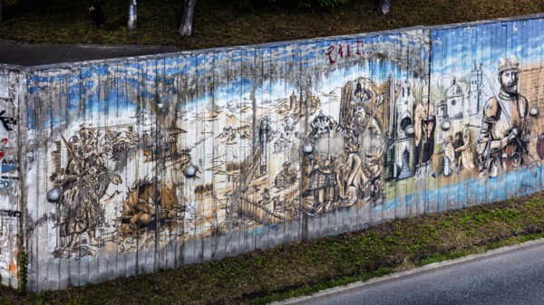 Wall painting on the history of Poland, Krakow, Poland