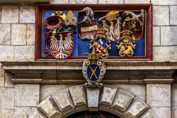 Entrance portal with coat of arms, Collegium Maius oldest building of the Jagellonian University,