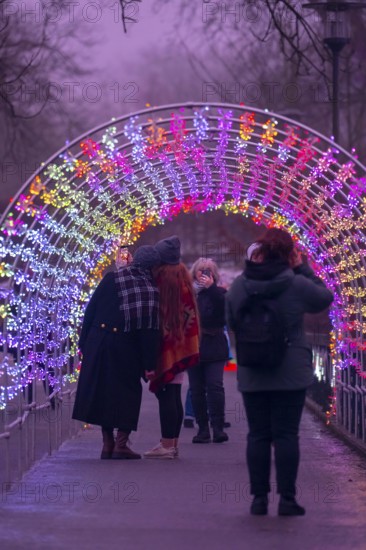 Park lights, events in winter, in the Grugapark in Essen, many different light installations,