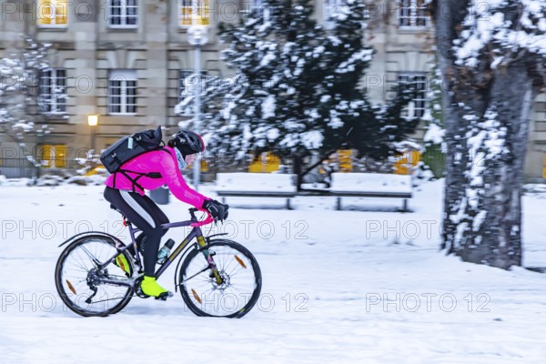 Winter in Stuttgart. It snowed overnight and the city is wintry white early in the morning.