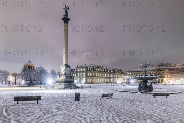 Winter in Stuttgart. It snowed overnight and the city is wintry white early in the morning.