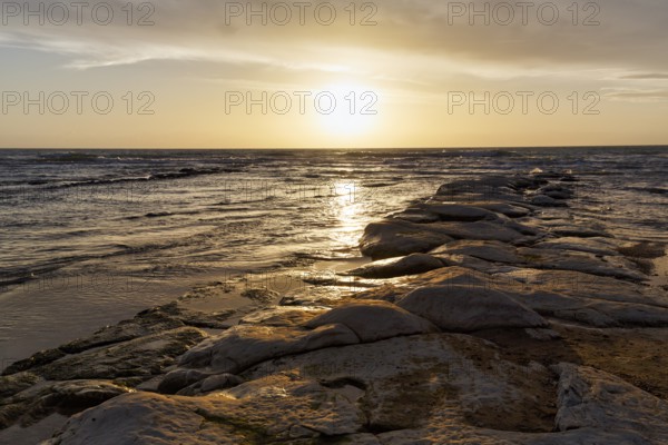 Rocky coast at sunset, Lido Scala dei Turchi, Realmonte, Agrigento, Sicily, south coast,