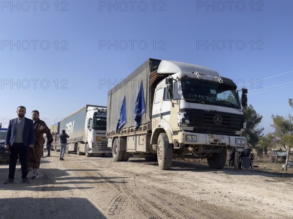 In Aleppo, Syria on January 25, 2026, a 24-vehicle humanitarian aid convoy, carrying UN relief