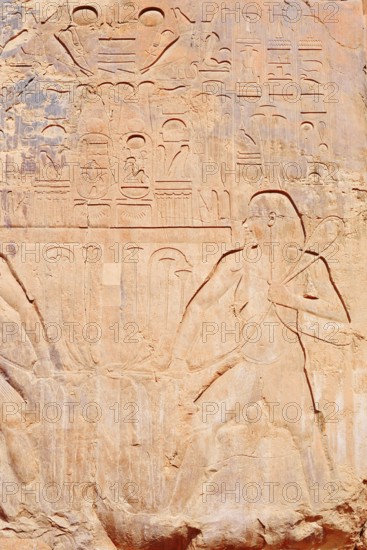 Relief of the Nile god Hapi, Colossi of Memnon, statue of King Amenhotep III, West Thebes, Luxor,