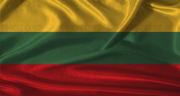National flag of Lithuania with cloth texture. Lithuania flag with realistic texture background