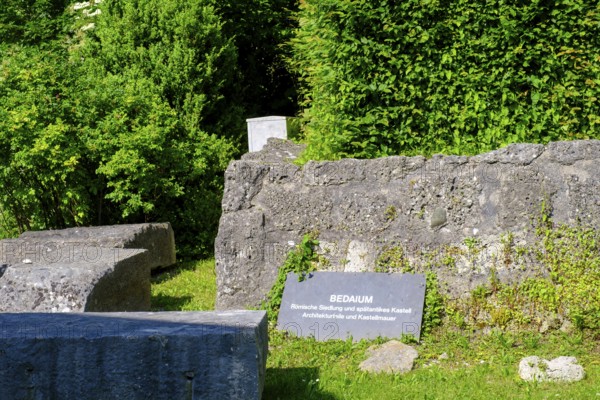 Remains of walls, former Roman fort, Bedaium, Seebruck am Chiemsee, Chiemgau, Upper Bavaria,