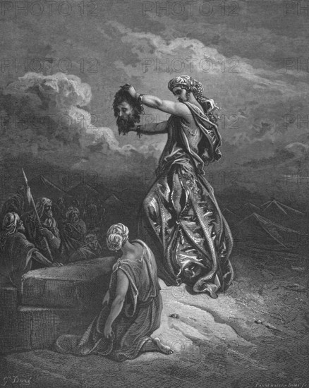 Judith shows the head of the Syrian genral, whom she herself beheaded, Holofernes, Bible, Old