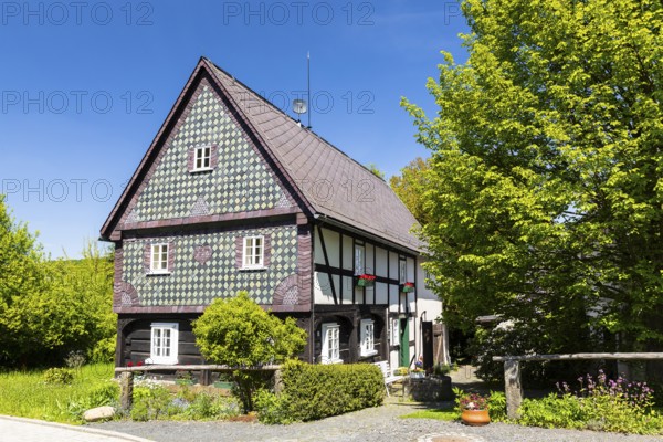 A heritage-protected building in Herrnhut, Berthelsdorf district, Upper Lusatia, Saxony, Germany
