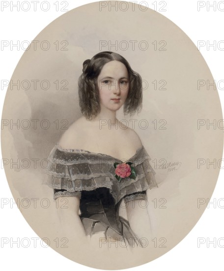 Alexander Pushkin (1799-1837), portrait of his woman Natalya Pushkina, Russian writer, historical