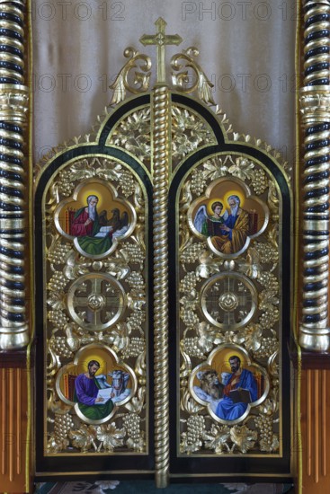 Magnificent door at the altar in the former German Protestant Church today Greek Catholic, Lanivka,