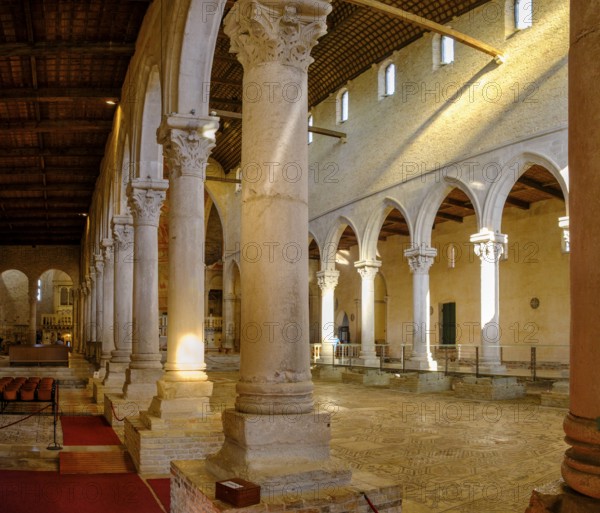 Nave with floor mosaic, Basilica of Santa Maria Assunta of Aquileia, St. Hermagor, Aquileia near