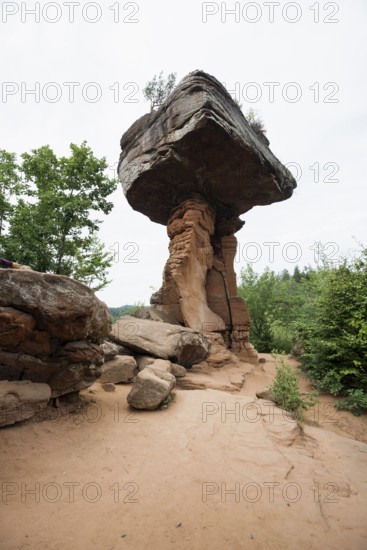 Sandstone rocks, Teufelstisch, near Hinterweidenthal, Dahner Felsenland, Palatinate Forest,