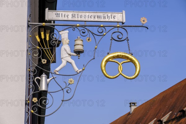 Nose sign, house sign, Alte Klostermühle, bakery, Rot an der Rot, Mönchsrot, Upper Swabia,
