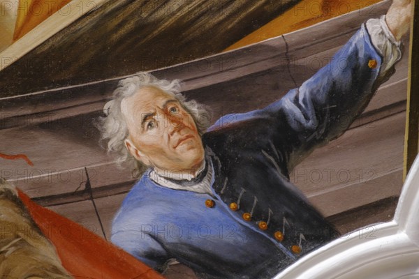 Johann Georg Dieffenbrunner, Fresskomaler, self-portrait, 1756, frescoes in the monastery church of