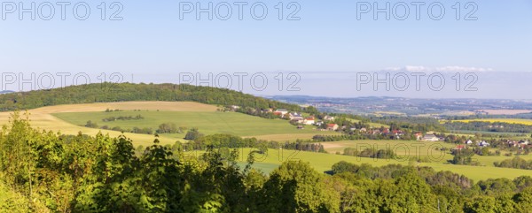 View of Cottaer Spitzberg and Cotta, Saxon Switzerland, Saxony, Germany